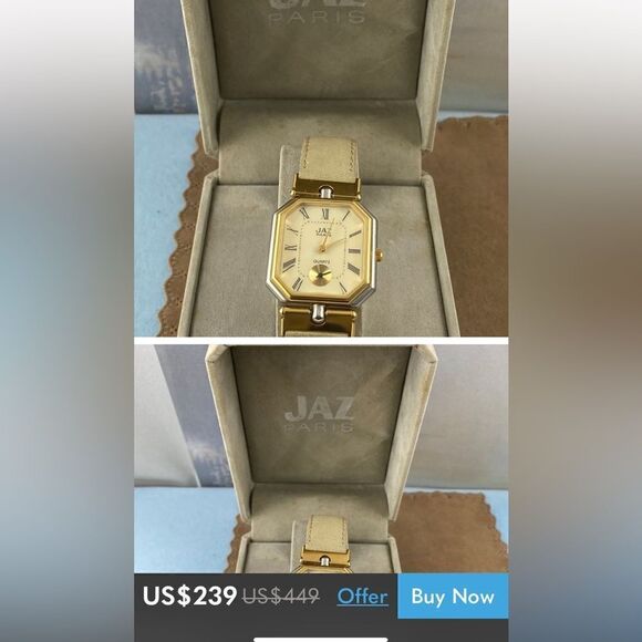 Vintage JAZ Paris Octagon Tank Watch Unisex - Picture 11 of 11